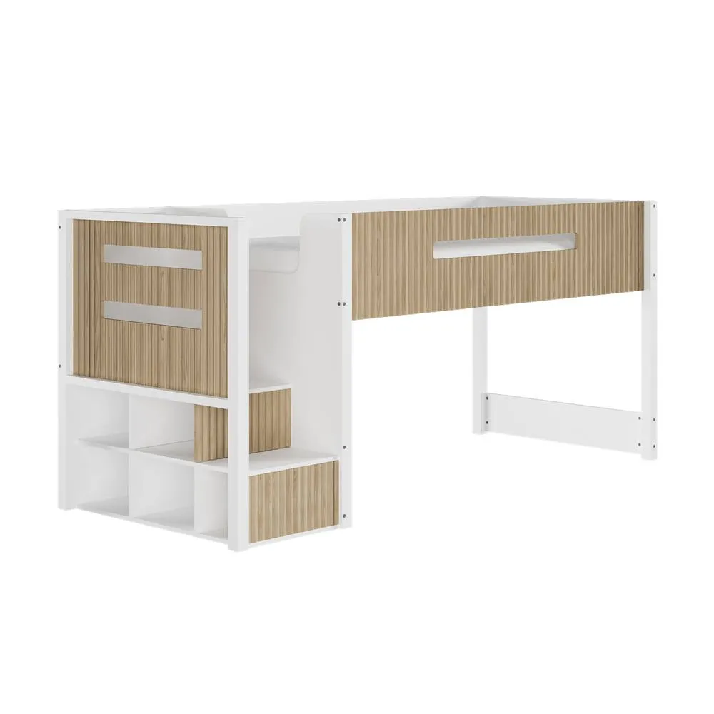 Flair Luca Ribbed Mid Sleeper Bed in Light Oak 6