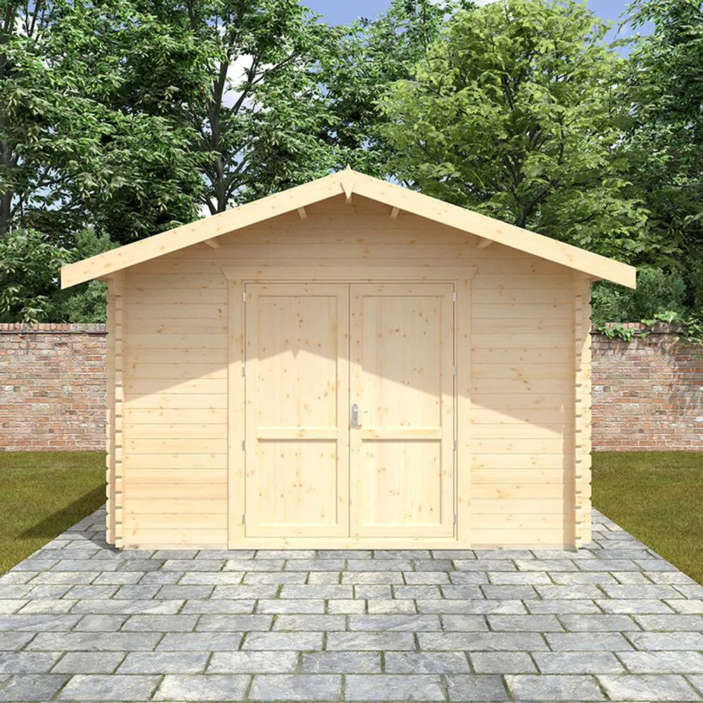 Buttercup Farm 14x12w Marlborough Plus 44mm Cabin - L415 x W355 x H271.9 cm in Natural 4