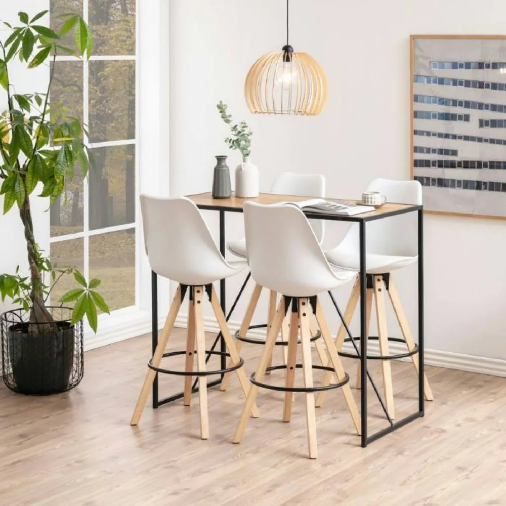 netfurniture Chelsea Black Metal Bar Table with Oak Top 4