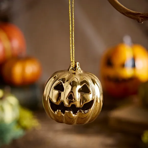 Gold Pumpkin Single Ceramic Hanging Decoration 2