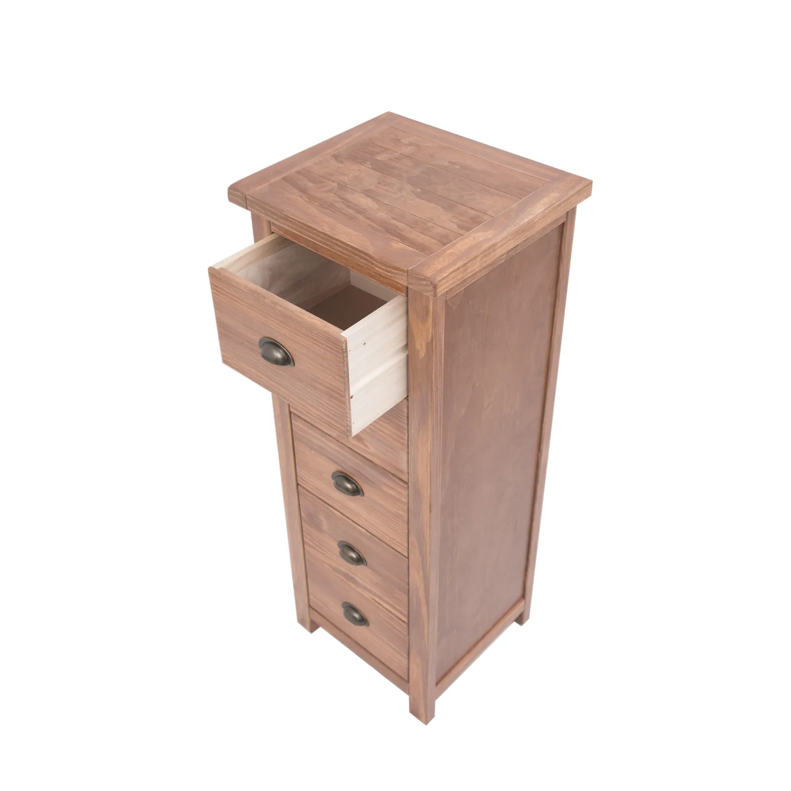 Cabinet Bits Padua 5 Drawer Narrow Chest of Drawers Brass Cup Handle in Brown 5