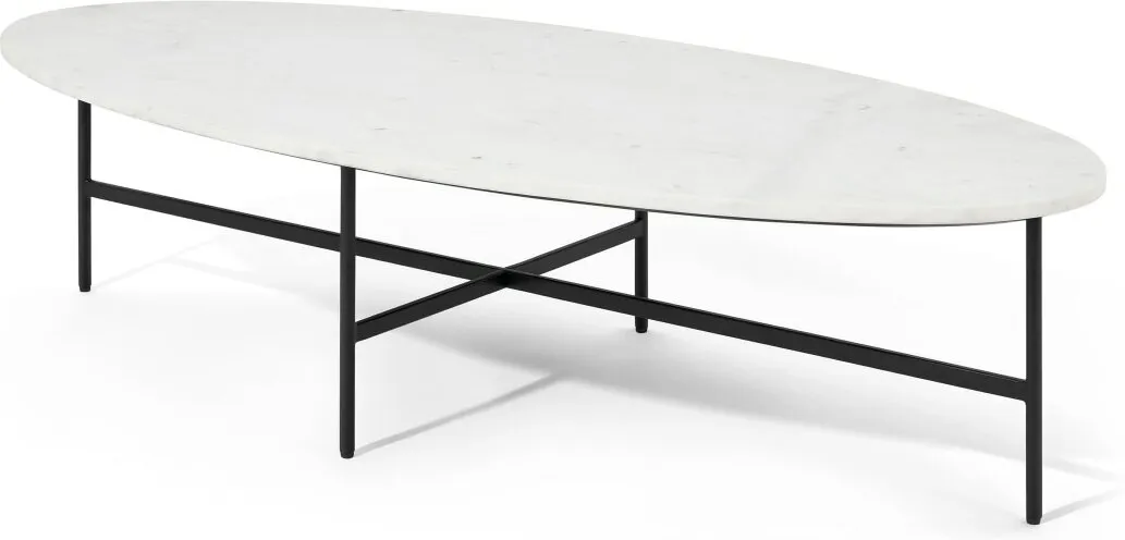 Tiziana Large Oval Coffee Table, White Marble