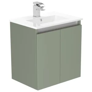 Newland Sage Green Slimline Basin Suspended Double Door Unit - 500mm