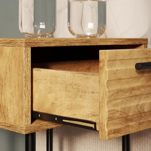 Bryant 1 Drawer Bedside Table, Mango Wood Effect 2
