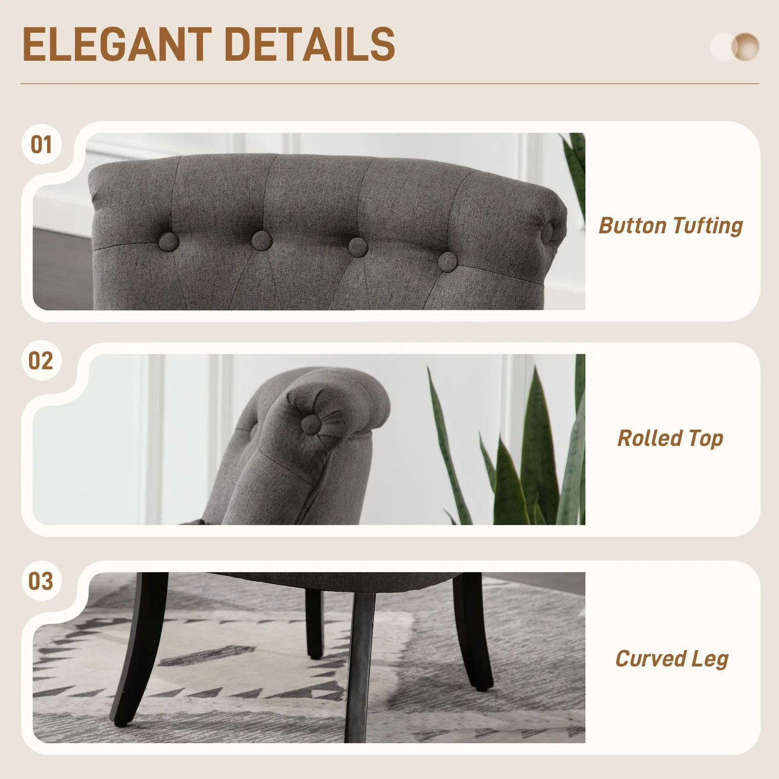 HOMCOM Fabric Single Sofa Upholstered with Pillow Wood Leg Charcoal Grey in Dark Grey 5
