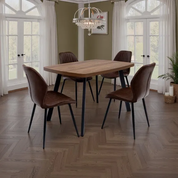 Panama Rectangular 4 Seater Dining Table, Dark Oak