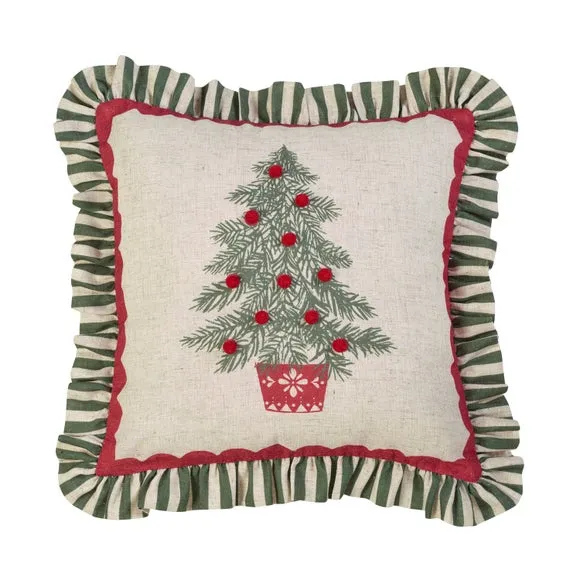 Frilled Christmas Tree Square Cushion 3