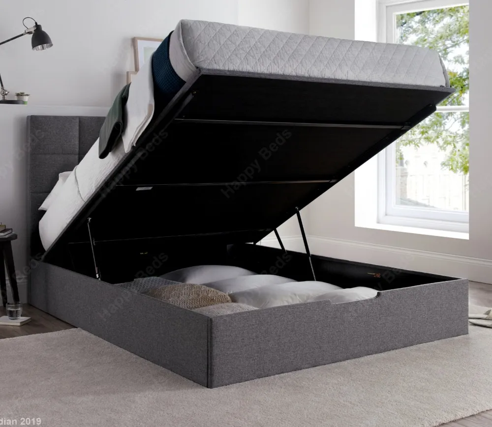 Whitburn Grey Fabric Ottoman Storage Bed Frame Only - 4ft6 Double