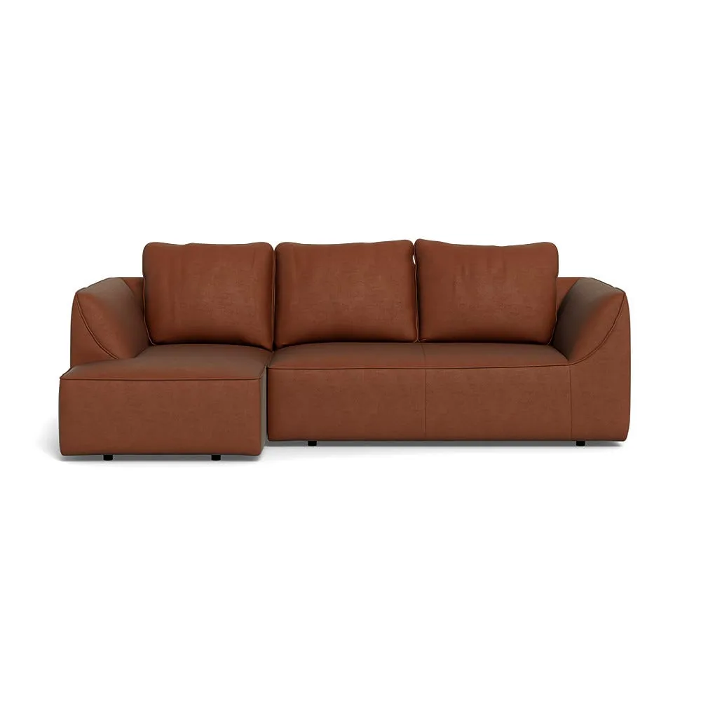 Heal's Morven Left Hand Facing Corner Chaise Sofa Smart Luxe Velvet Tawny Black Feet 1