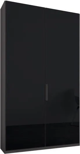 Caren 2 door 100cm Hinged Wardrobe, Graphite Grey Frame, Basalt Grey Glass Doors, Classic Interior