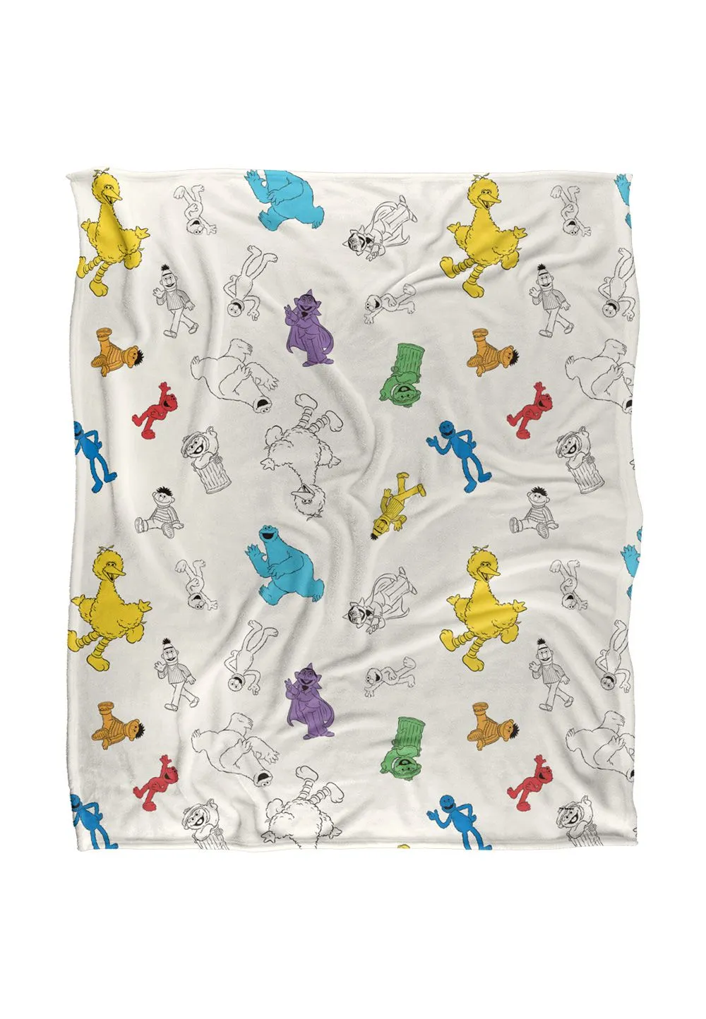 Sesame Street Full Character Pattern Silky Touch Super Soft Throw Blanket 152 X 127 cm in White
