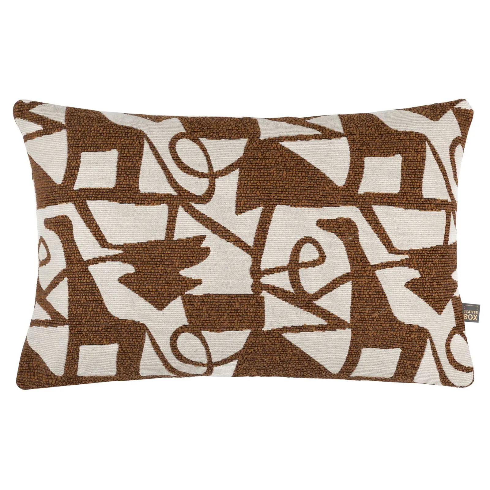 Abstract Russet Rectangular Cushion, Square, Brown | Barker & Stonehouse