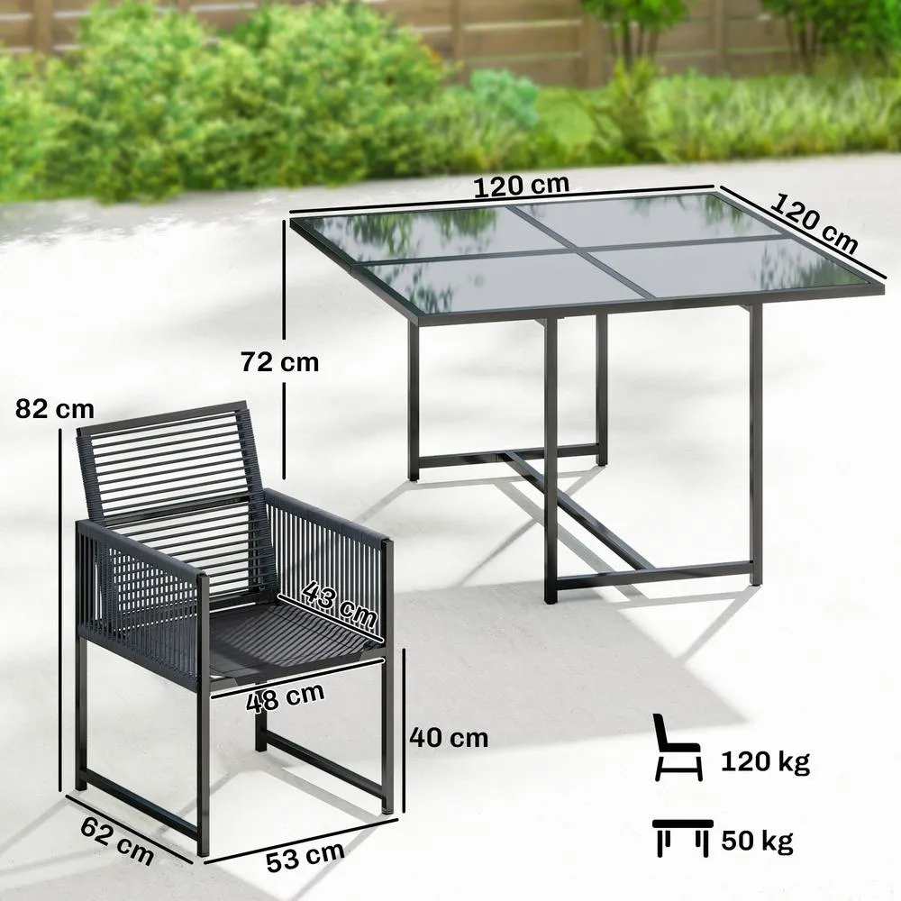 OUTSUNNY Garden Dining Set, Outdoor Table & Chairs with Foldable Backrest in Dark Grey 3