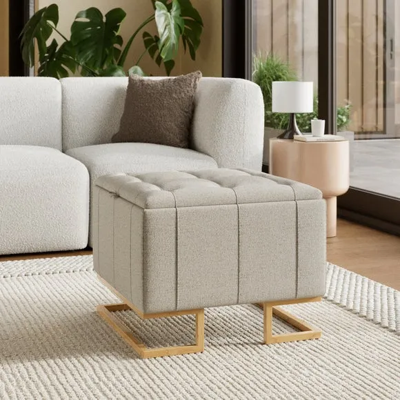 Holland Basketweave Square Tray Table Ottoman