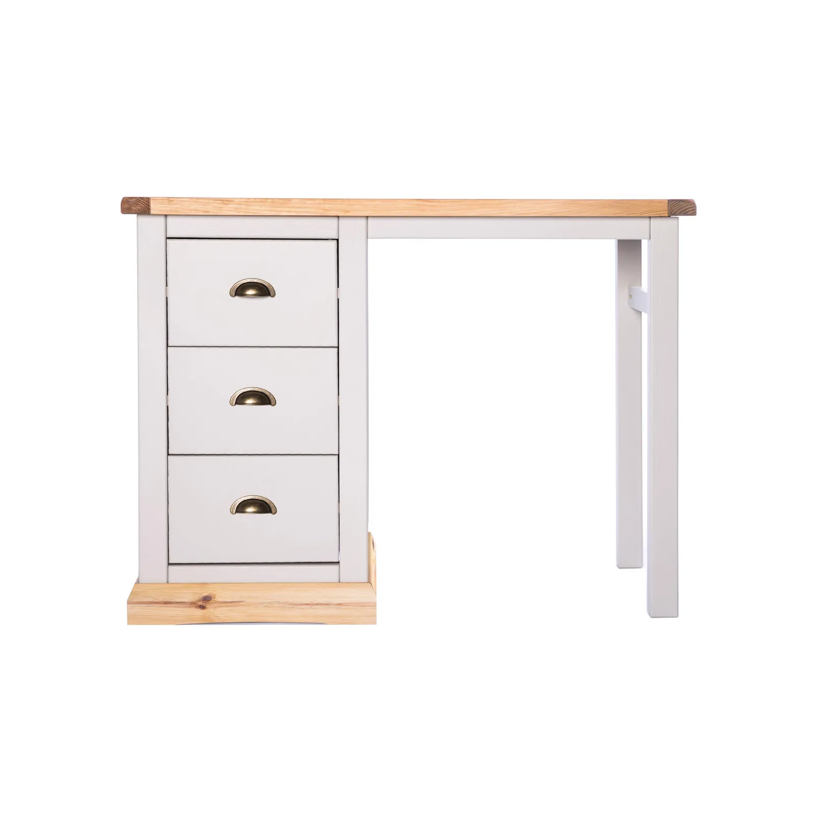 Cabinet Bits Bomporto 3 Drawer Desk - Dressing Table Brass Cup Handle in Light Grey 2