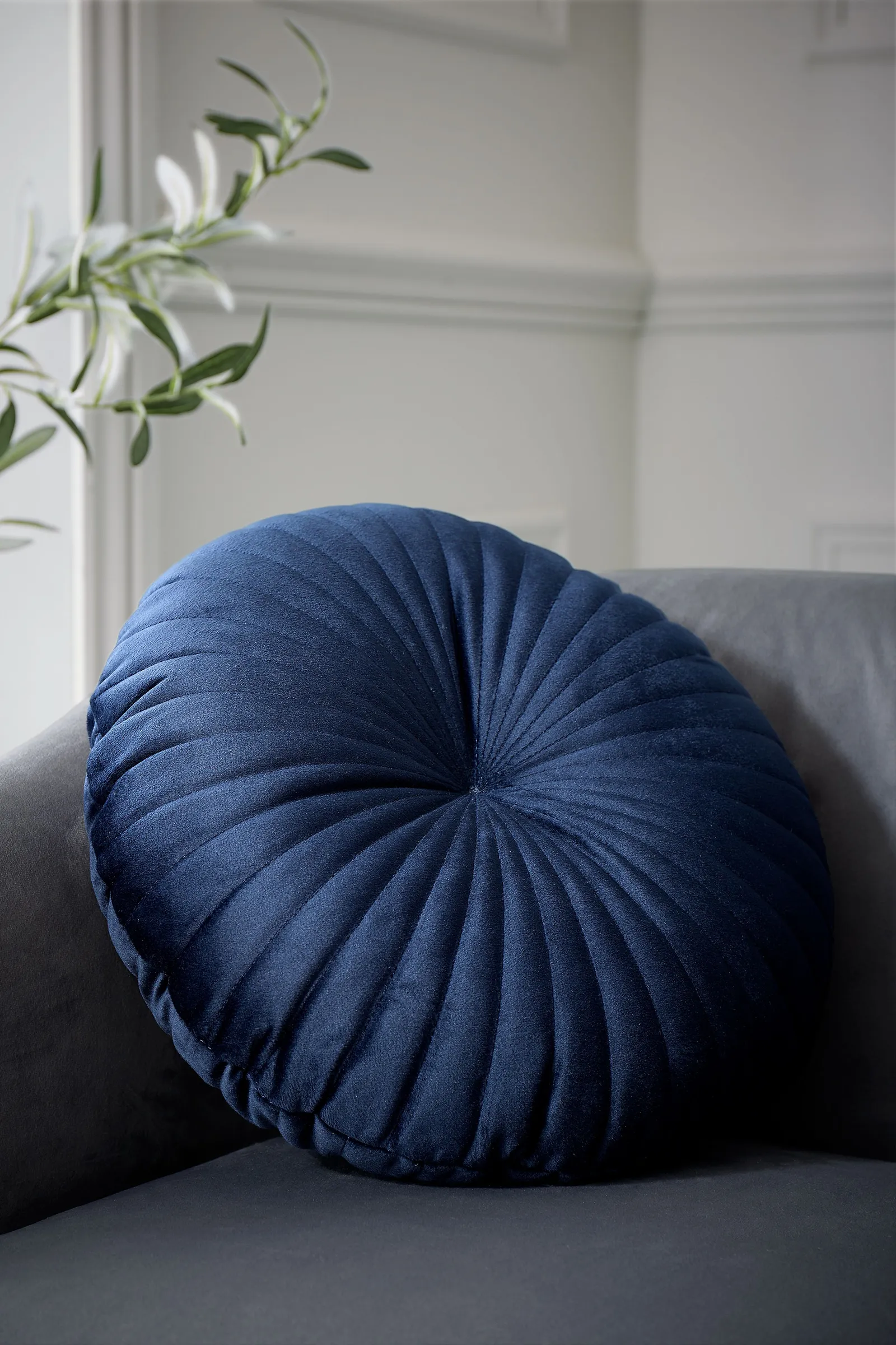 Catherine Lansfield 'Round' Cushion in Navy 1