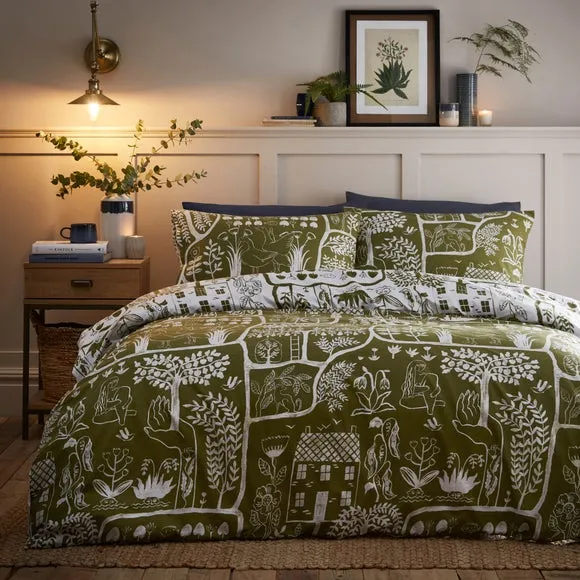 Furn. Frida Floral Single Duvet Cover Set, Green 3