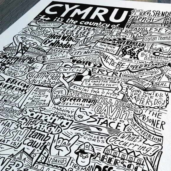 Sketchbook Design Cymru Landmarks Framed Print 2