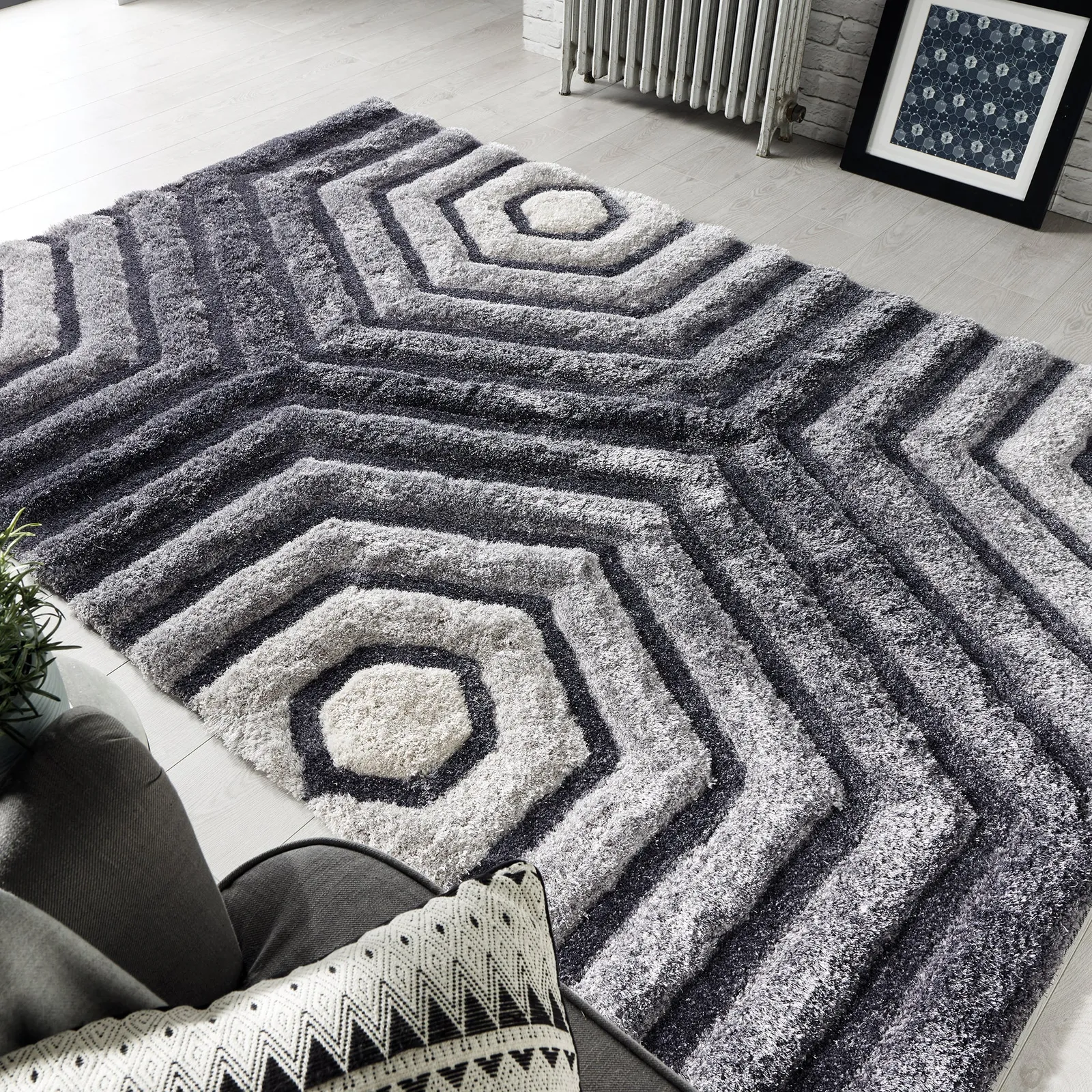 Hexagon Rug Grey