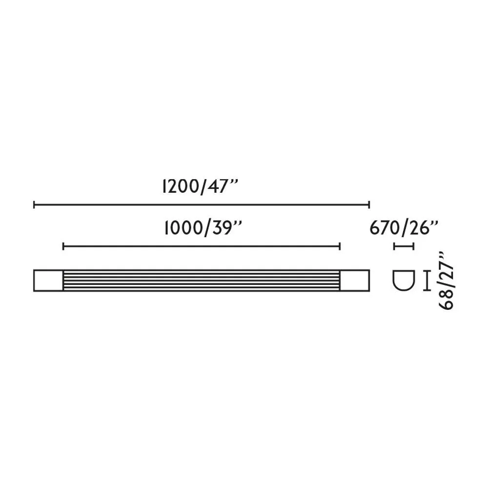 Netlighting Kiva 120cm LED Bathroom Wall Lamp Matt Black IP44 18W 2700K 2