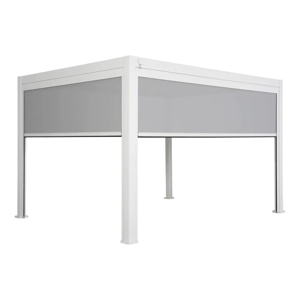 sweeek Louvered pergola aluminium 4 x 3m with a 3m blind & a 4m blind in White 2