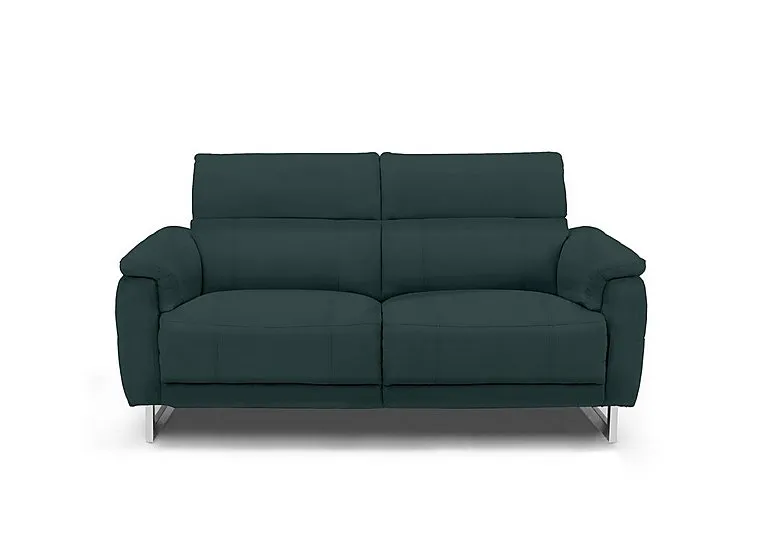 Moet 2 Seater Leather Power Recliner Sofa with Telescopic Headrests - Peacock