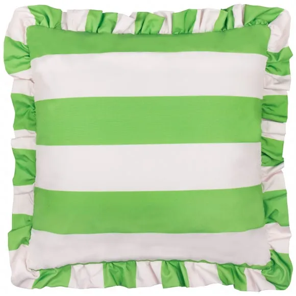 Palm Royal Stripe Ruffle Outdoor Square Cushion Cover 2