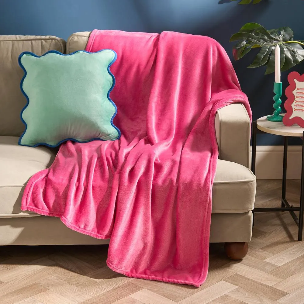 OHS Ultra Soft Flannel Fleece Throw Blanket in Bright Pink