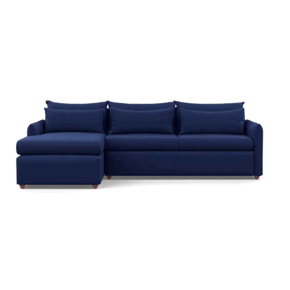 Heal's Pillow Large Left Hand Corner Chaise Melton Wool New Navy Chestnut