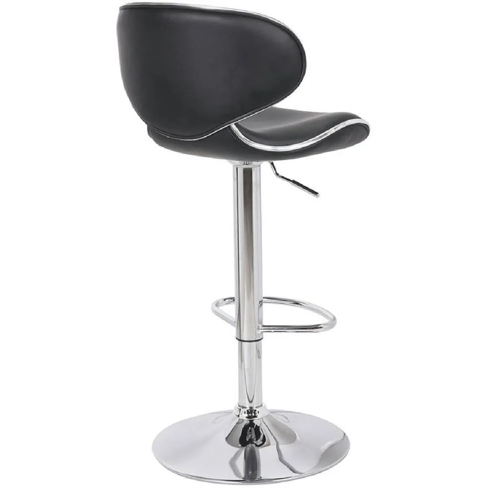 netfurniture Dove Black Kitchen Bar Stool Padded Back Height Adjustable 4