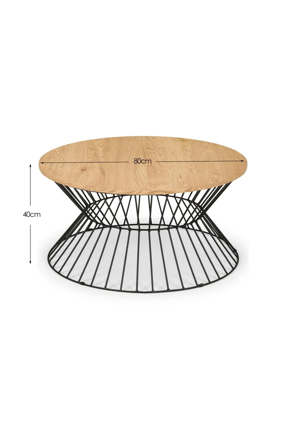 Julian Bowen Jersey Round Wire Coffee Table in Light Oak 6