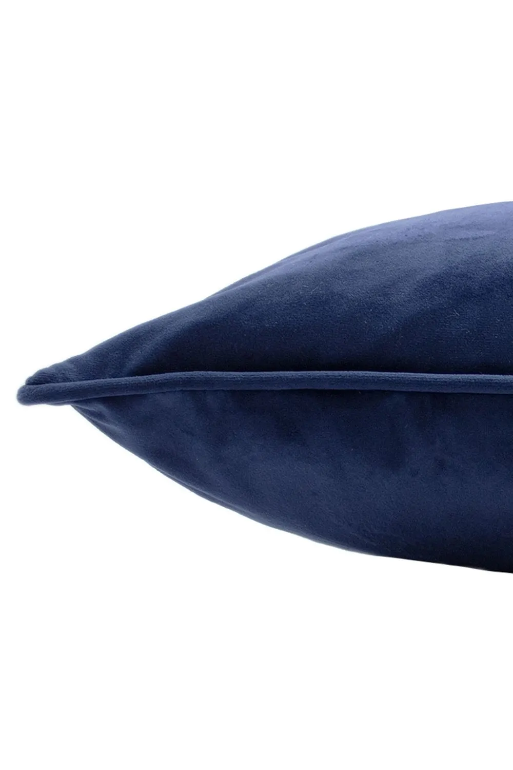 Paoletti Hortus Embroidered Bee Soft Velvet Pipe Trimmed Cushion in Navy 4
