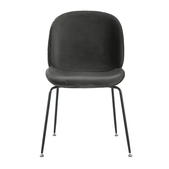Fusion Living Luxurious Velvet Dining Chair with Black Metal Legs 3