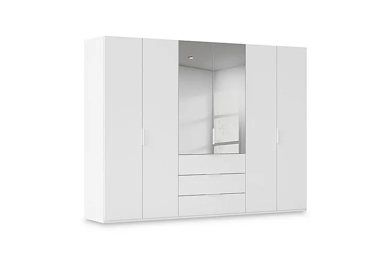 Haven 301cm 6 Door Combi Décor Wardrobe with 4 Décor Doors and 2 Mirror Doors - Alpine White