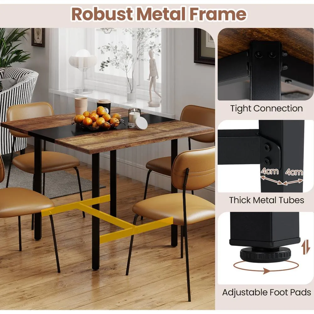 Costway 100CM Square Conference Table Meeting Room Table in Brown 3