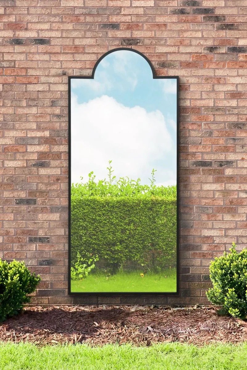 MirrorOutlet Black Modern Wall & Leaner Garden Mirror 75"x 33" 190x85cm