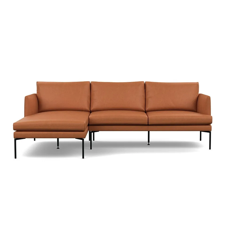 Heal's Matera Left Hand Facing Chaise Sofa Linea Leather White 634 Black Feet 1