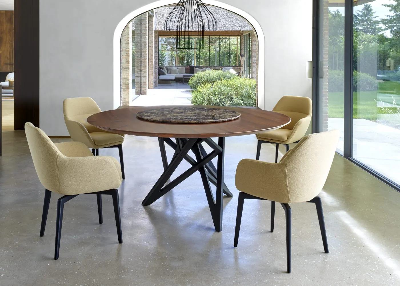 Ligne Roset Ennea Round Dining Table in Emperador Ceramic 3