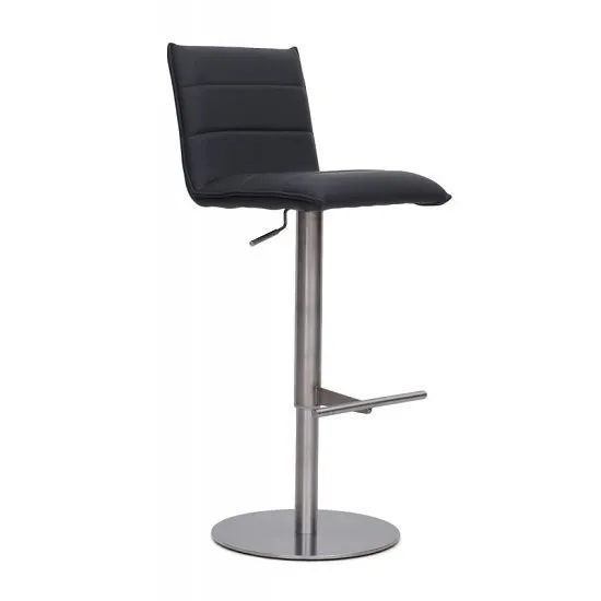 Verlo Bar Stool In Grey PU With Brushed Stainless Steel Base