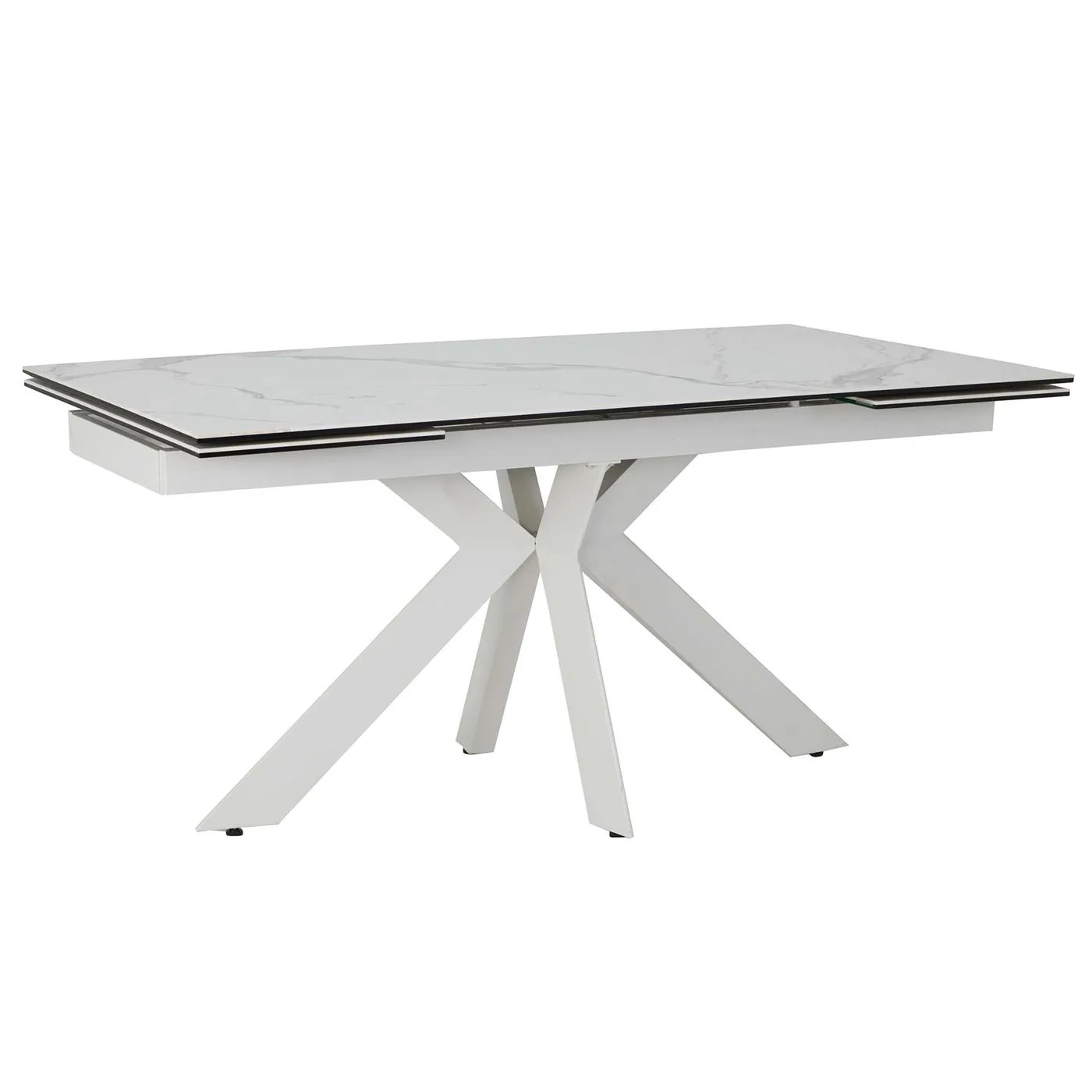 Salerno Extending Dining Table, Matte Staturio and White