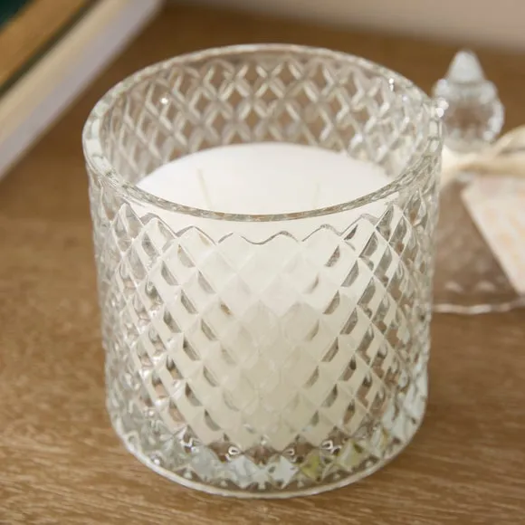 Cocoa & White Rose Pressed Glass Multi Wick Candle 2