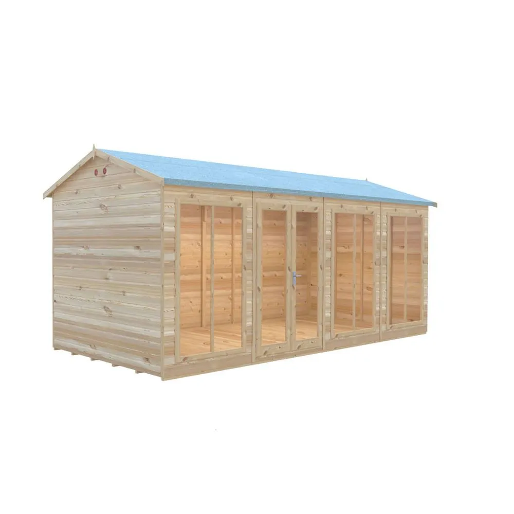 Shires Mayfield 16 x 8 Summerhouse - Wood - L239 x W476 x H229 cm in Light Brown 3