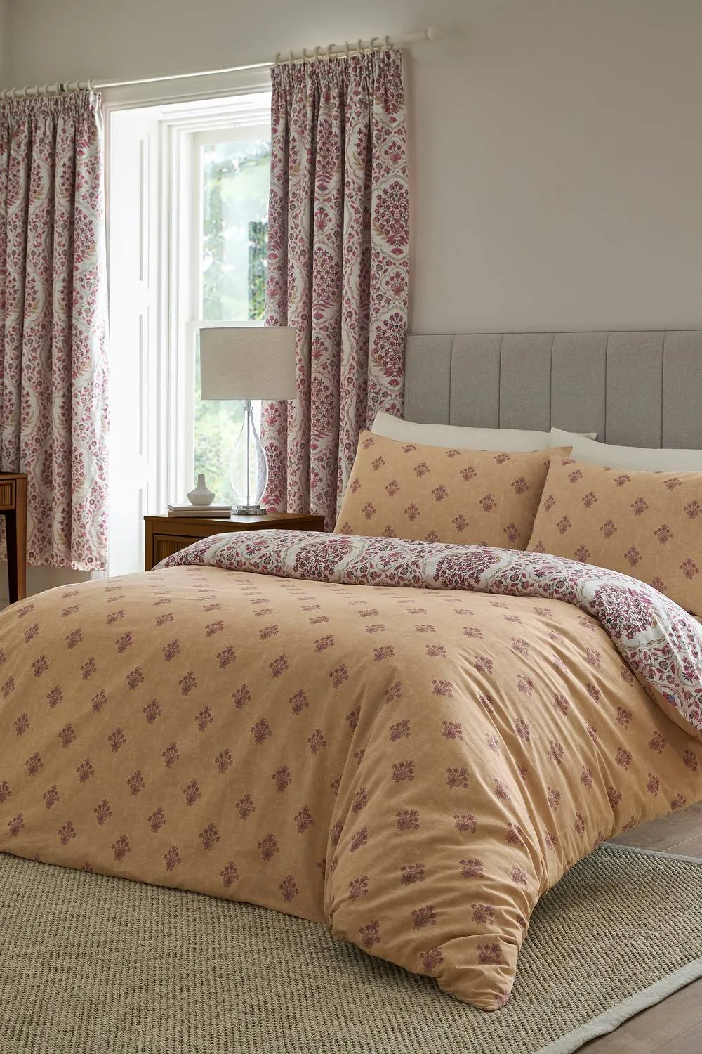 Dreams & Drapes 'Ashmead' 100% Cotton Damask Print Duvet Cover Set in Dark Red 4