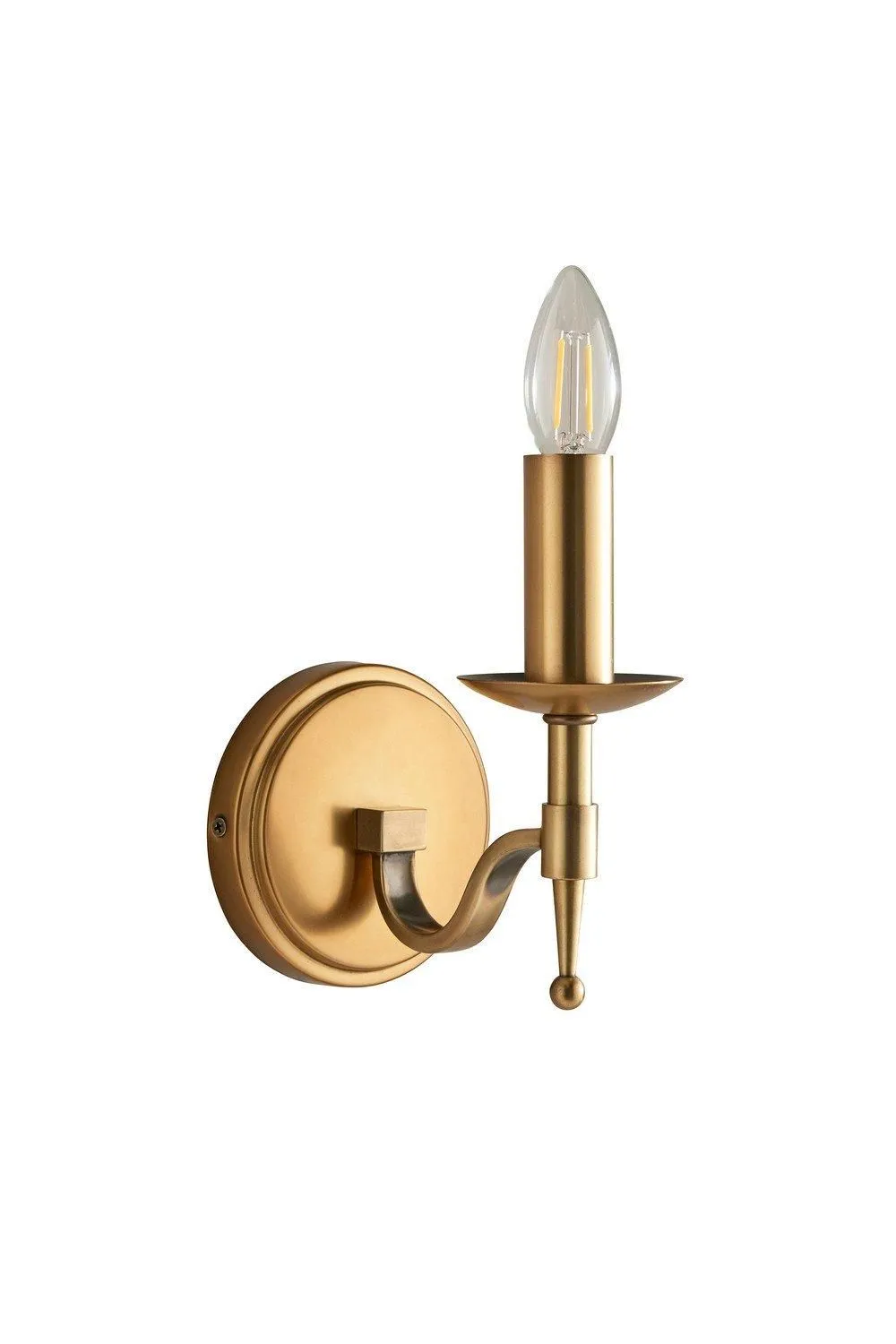 Netlighting Stanford 1 Light Indoor Candle Wall Light Antique Brass E14 in Gold 6
