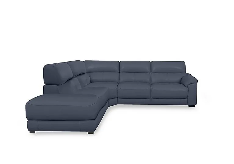 Nova Leather Left Hand Facing Chaise End Sofa - BV Ocean Blue