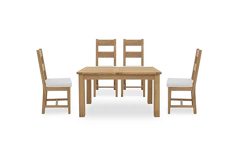 Augusta Small Rectangular Extending Dining Table and 4 Wooden Ladderback Chairs