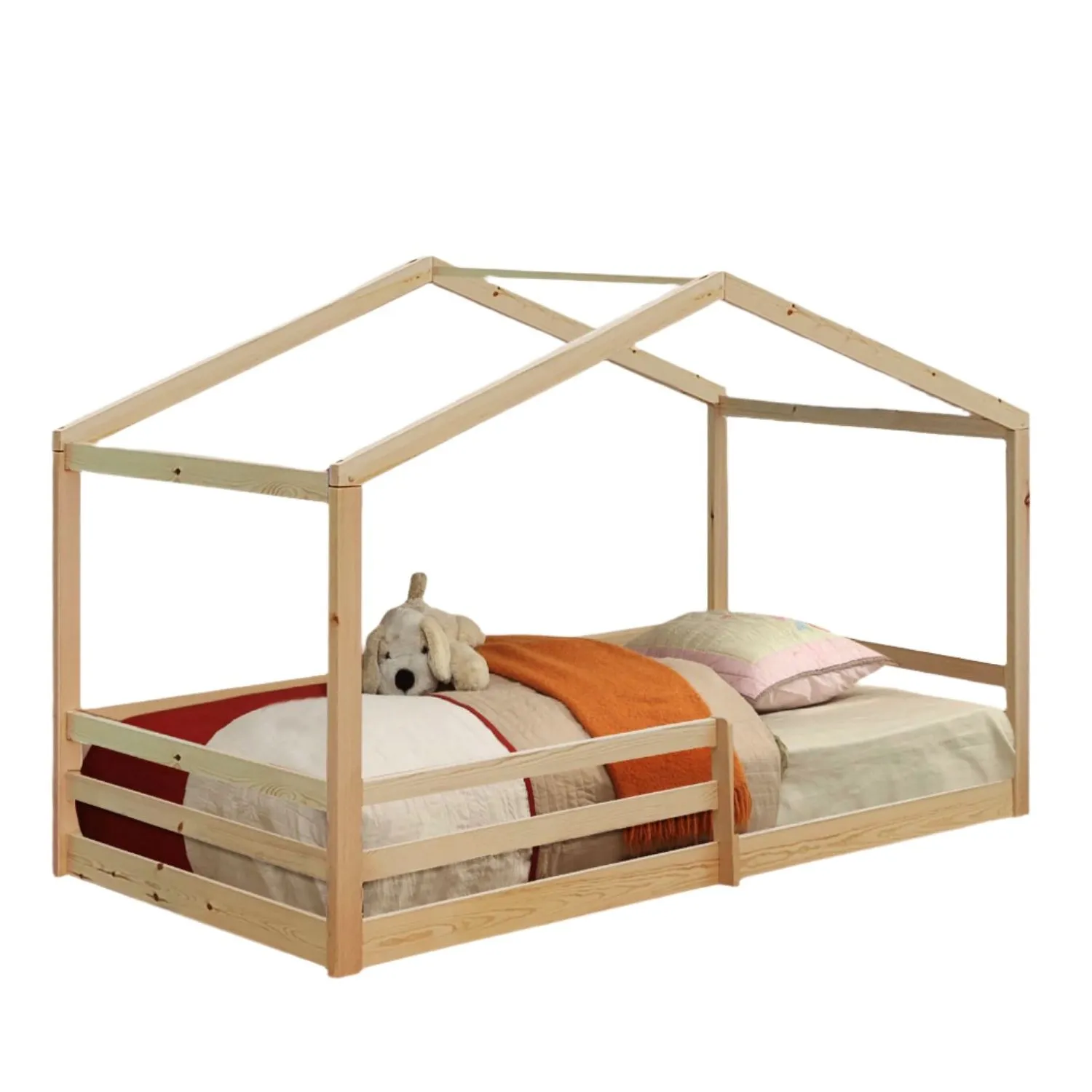 Comfy Living Ltd 3ft Wooden House Bed in Natural 2