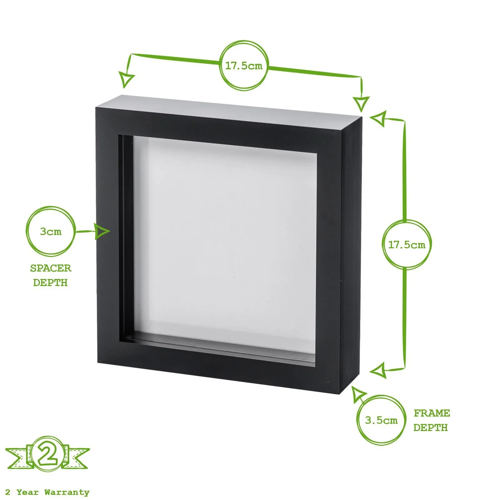Nicola Spring 3D Box Photo Frames - 6" x 6" - Pack of 2 in Black 4
