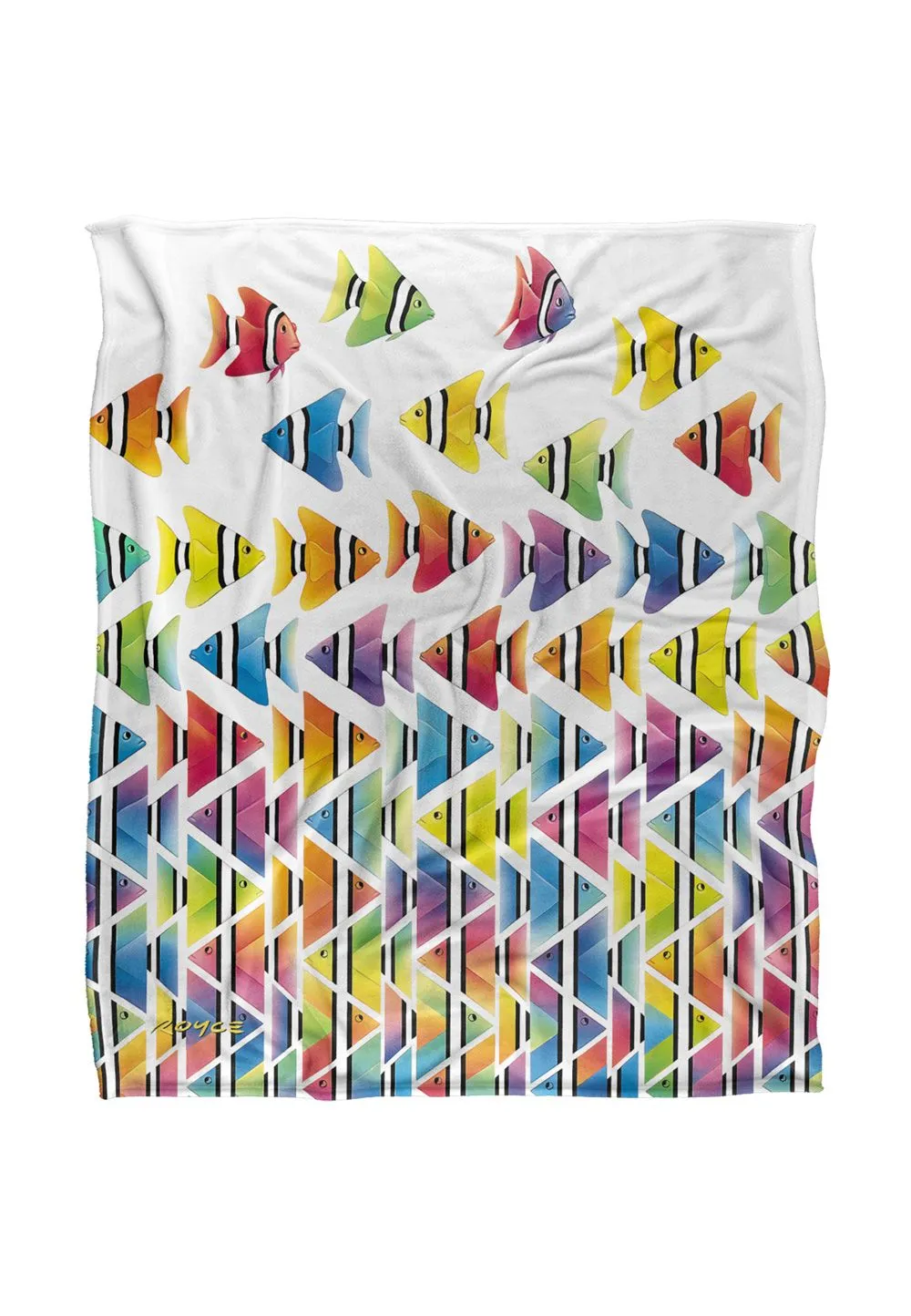 JQ Licensing Royce Mcclure Zig Zag Tropical Fish Silky Touch Super Soft Throw Blanket 152 X 127 cm in White