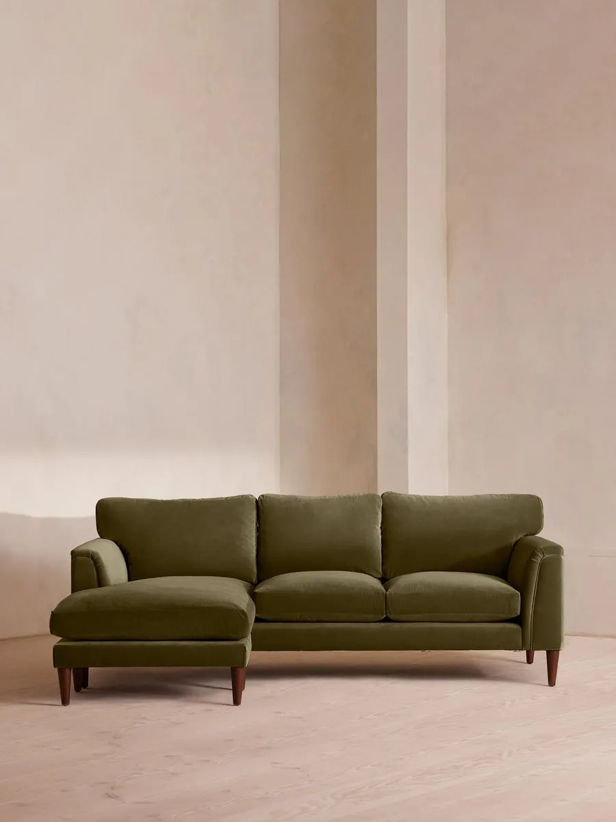 Reya Chaise-end Sofa, Velvet, Olive